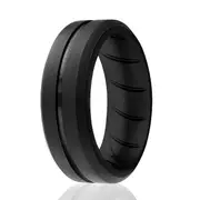 Silicone Wedding BR Middle Line Ring - Basic-Black by ROQ for Men - 11 mm Ring
