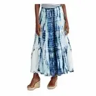 NEW LAUREN RALPH BLUE WHITE COTTON DRAWSTRING WAIST MAXI SKIRT SIZE L $135