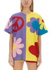 [Moschino Jeans] Moschino Jeans-Jersey T-Shirt Symbols-Donna S