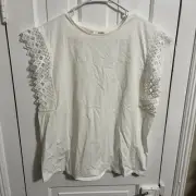 Ted Baker Ivory White Ulayna Lace Sleeve Detail Top Size 4 US 12 G2