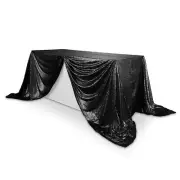 90x156 Black Sequin Sparkly Table Cover Tablecloth Linens for Wedding Party
