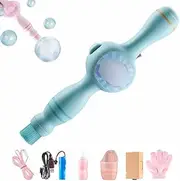 Smoke Bubble Machine & Elastic Magic Wand, Portable Elastic Bubble Fog Wand with LED Colorful Lights, Fun Indoor Outdoor Party Accessories, for Birthday Wedding Party Gifts, Rechargeable(Blue)