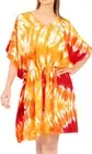 LA LEELA Women's Plus Size Kaftan Cover Ups Beach Dress US 16-28W Orange_B834