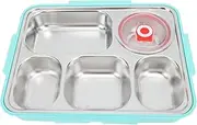 Stainless Steel Lunch Box, 5 Compartments Lunch Box with Lid, Chopsticks, Spoon, Soup Bowl, Reusable Lunch Container, Portion Control Divided Dinner Tray for School, Office