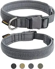 Excellent Elite Spanker Tactical Dog Collar Military Training Nylon Adjustable Dog Collar for Large Medium Small Dog(Grey-M)