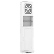 Costway Bathroom Cabinet Tall Storage Cupboard Narrow Floor Cabinet - White