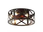 Genoxydic 18 in. Indoor Black Flush Mount Ceiling Fan with Light and Remote