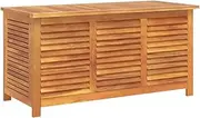 vidaXL Acacia Wood Garden Storage Box – Brown Outdoor Cushion Chest with Water-Resistant Bag, 113x50x56 cm, Versatile Patio Storage Side Table