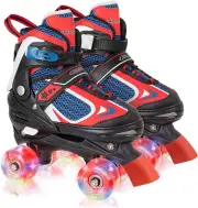 Kids Roller Skates for Boys - Red for Teenagers Youth Age 10 11 12 - Adjustable