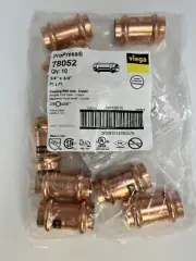 Viega 78052 ProPress Copper Coupling with Stop 3/4-Inch P x P 10-Pack Zero Lead