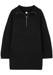 Totême Fisherman Black Half-zip Wool-blend Jumper - XS XS