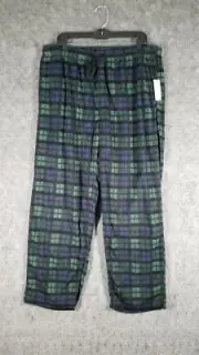 DG Hill Men Sz XL Pajama Pants Plaid Blue NWT Lounge Fleece PJ Bottoms Pockets