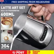 350/600ml Milk Frothing Thermometer Coffee Pitcher Stainless Steel Jug AU