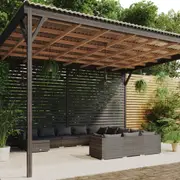 12 Piece Garden Lounge Set with Cushions Poly Rattan Grey vidaXL