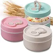 MATICAN Microwave Bowl with Lid, 3-Pack Microwave Soup Bowl with Lid, Noodle Bowl for Ramen, Soup, Beverages, 13.5 Ounces, Pink, Mint Green, Off-White