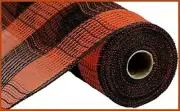 Ribbon Poly Burlap Mesh Orange Black Check 10.5" x 10YD