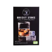 9pc MDI On The Rocks Whisky Stones Bar Set Chilled Ice Cubes Reusable Grey