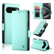 Wallet Case for Google Pixel 9 Pro,Slim Protective Shockproof Case With Card Holder,Premium PU Leather Kickstand-Light Green