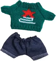 Perfk Plush Doll Clothes for 15cm-17cm Doll Clothing,Sweater and Jeans,Doll Outifit Doll Dress up Stylish Cartoon Comfortable, Green
