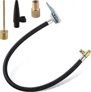 17.5-Inch Tire Inflator Extension Tube Tire Inflator Hose Adapter, Locking Air Chuck with Air Hose, Valve Adaptor, Inflatable Nozzle and Ball Needle for Car, Motorcycle, Bicycle Maintenance