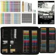 Zenacolo 74-Piece Drawing Set, Watercolor, Graphite, Charcoal Pencils,Sketchbook