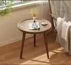 round Side Table, Small End Table for Living Room, Bedside Table Modern Wood Acc