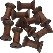 10Pcs Vintage Style Handmade Wooden Empty Spools Rustic Thread Bobbins for DIY Crafts Natural Wood Crafting Supplies for Home Studio Decoration