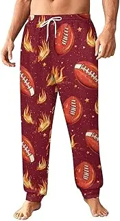 [Generic] Men's Sweatpants, Crimson Red Football Motif-32, Polyester Joggers, Sweatpants Jogging Pants for Workout Running