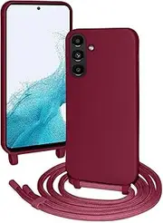 [FERLAN] Silicone Mobile Phone Chain for Samsung Galaxy A54 5G, Case with Strap, Stylish Adjustable Mobile Phone Necklace Case, Necklace Case with Strap, Mobile Phone Case for Hanging, Carmine Red