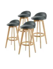 [La Bella] 4 Set Wooden Bar Stool Dining Chairs 72cm in Grey