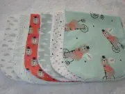 Pack of 6 Burp Cloths Bertie Bear & Clouds Multi-Colour Handmade