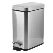 5L Stainless Steel Sanding Dustbin Step Pedal Trash Can Rubbish Garbage Bin F HG