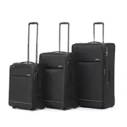 3pc Tosca So-Lite 2-Wheel Suitcase Luggage Trolley Set - Black
