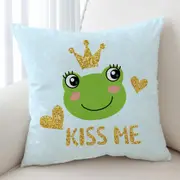 Kiss Me Cute Prince Frog Cushion Cover