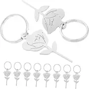 Outanaya 10pcs Keychain Card Pickup Pin Purses Key Fob Measurement Sim Card Ejector Keychain Tool Sim Card Ejector Keychain Mini Pendant Keychain Hanging Ornaments Silver Stainless Steel