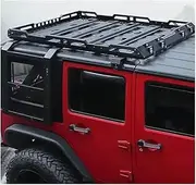 Compatible for Jeep Wrangler JK JL 2007-2023 2/4 Door Alloy Steel Car Roof Rack Flat Roof Travel Frame Box Roof Ladder(2018-2023 2 Door)