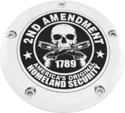 Custom Engraving LTD PATR19-46 Culture Derby Cover - 2nd Amendment - Chrome
