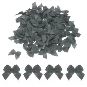 150Pcs Mini Ribbon Bows 18" Mini Fabric Satin Ribbon Gift Flower Bows Dark Grey