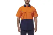 King Gee Mens Workcool Vented Cotton Drill Work Shirt K54008 - Orange/Navy