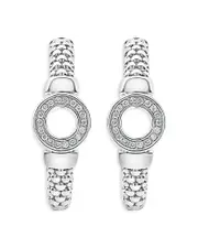 Lagos Sterling Silver Caviar Spark Diamond Circle Half Hoop Earrings