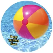 Beach ball pool party Summer edible image ICING cake topper CUSTOM CAKE PICTURES