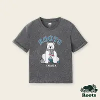 在飛比找Yahoo奇摩購物中心優惠-Roots女裝-動物派對系列 绒布動物純棉短袖T恤-灰色