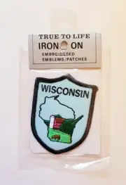 Wisconsin Patch True to Life Iron On Souvenir New Sealed Free Shipping