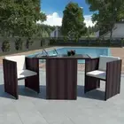 7PC Wicker Rattan Outdoor Garden Dining Table Chairs Set Black/Brown vidaXL