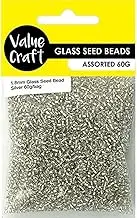 Value Craft Glass Seed Beads 60 g, 1.8 mm Size, Silver