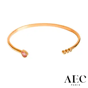 AEC PARIS 巴黎品牌 白鑽粉水晶手環 可調式簡約金手環 BANGLE SITA