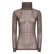 [Dries Van Noten] Dries Van Noten Geometric-print High-neck Top S BROWN
