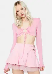 Bubblegum Big Moves Front Tie Crop Top