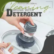 1*Kitchen Soap Dispensing Palm Brush Multifunction Pressing Cleaning Brush 2024