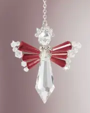 Solid Oak Birthstone Angel Crystal Suncatcher Ornament Kit-January/Garnet